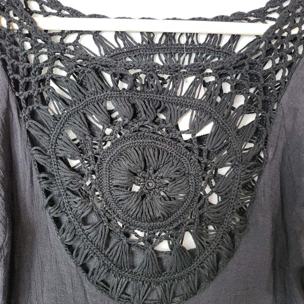 Zalia Atelier Black Beach Tunic Boho Style Size Medium #652 - Picture 3 of 13
